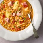 image of minestra di bobici, an Italian sweetcorn soup from the Friuli region, traditionally served at the feast of assumption in August each year.