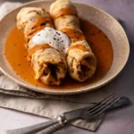 photo of Hungarian classic Hortobágyi Palacsinta in a rich sauce