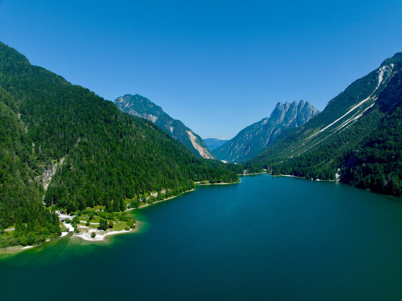 image of Lago del predil an alpine lake near Tarvisio in Friuli Italy
