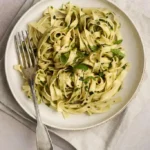 image of tagliatelle with zucchini mint and basil