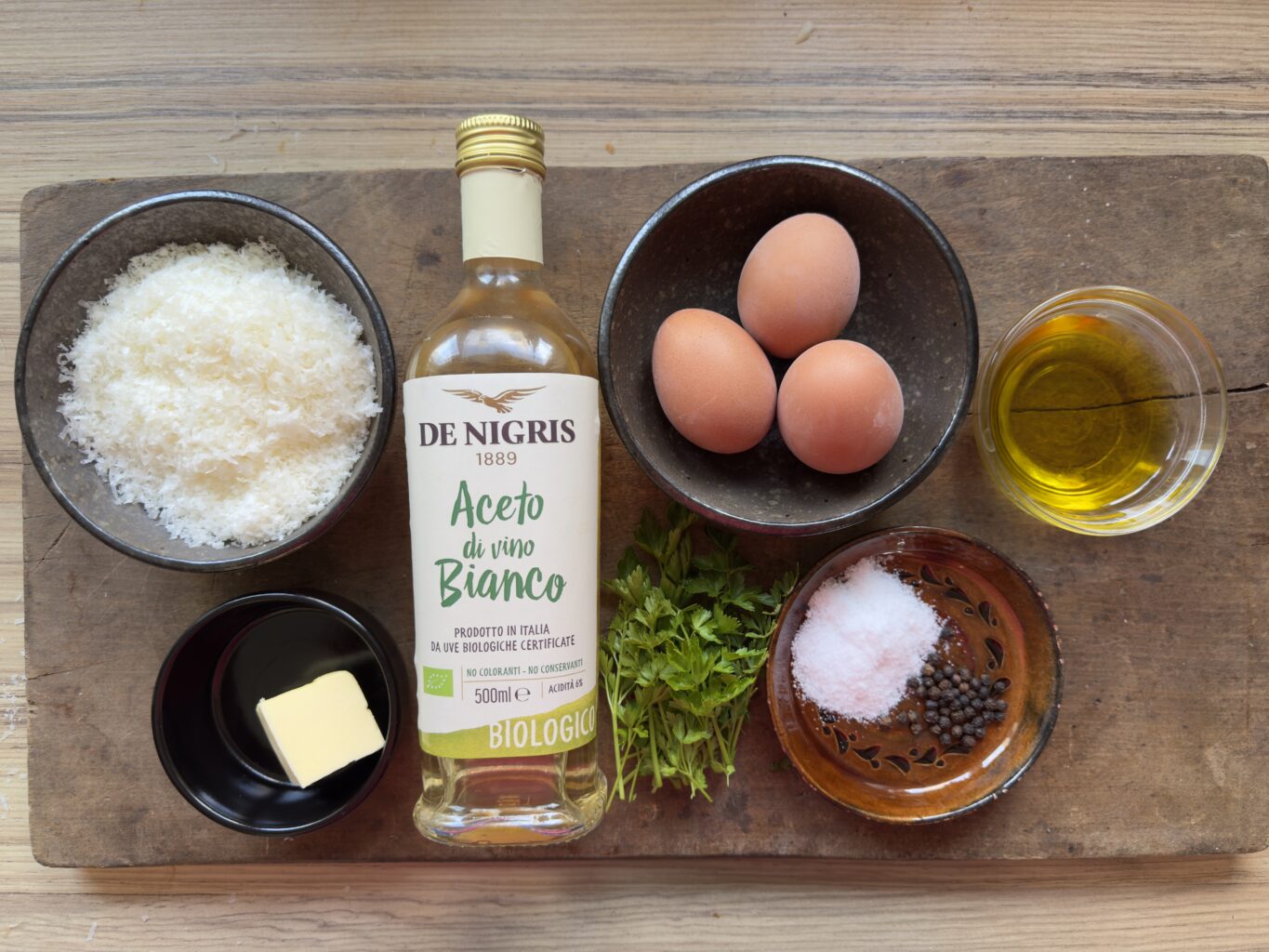 image of ingredients for egg sauce for Friuli white asparagus Easter dish