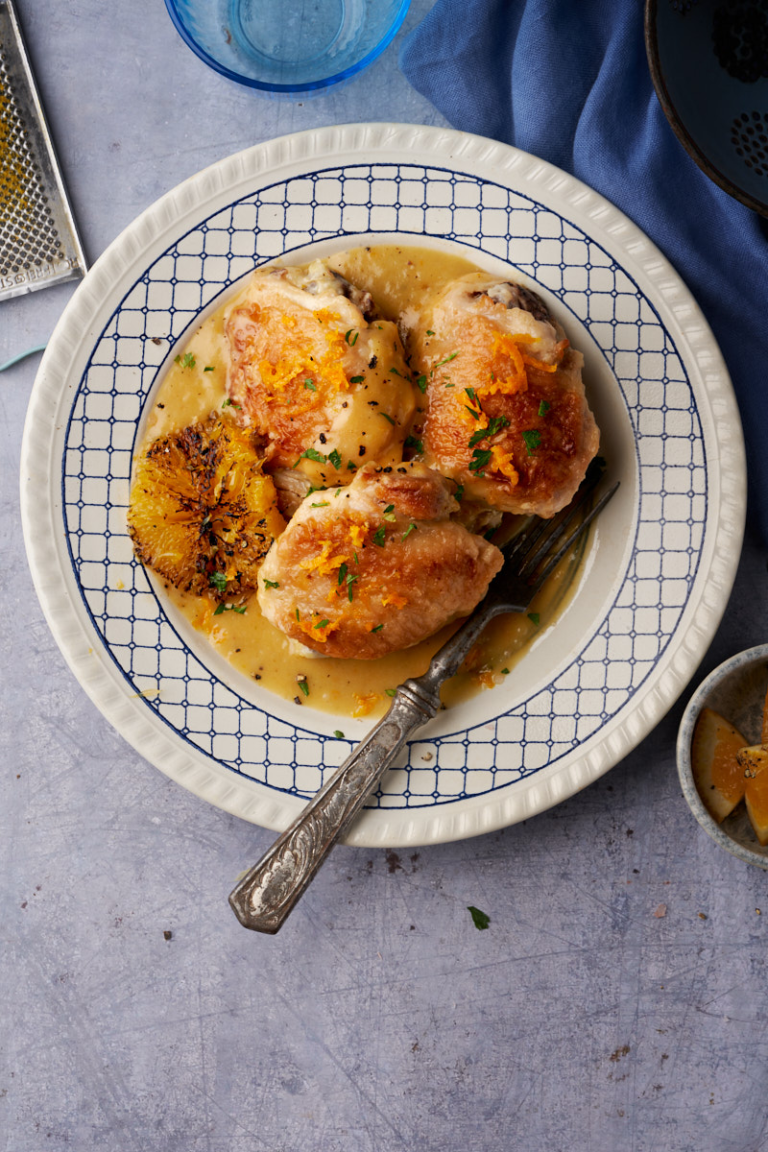 Pollo all' Arancia is a sicilian dish of chicken with a tangy orange sauce